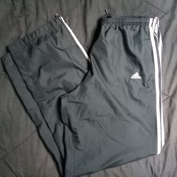 Vintage Adidas 3 Stripe Mesh Lined Wind Pants Joggers Trainers - Picture 1 of 8